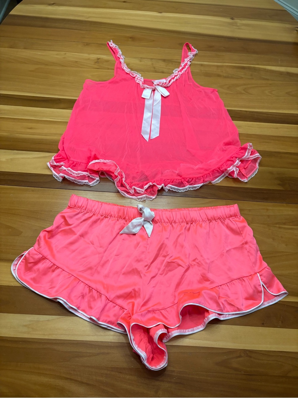 Victoria’s Secret hot pink ruffle set L/XL y2k hot pink coquette